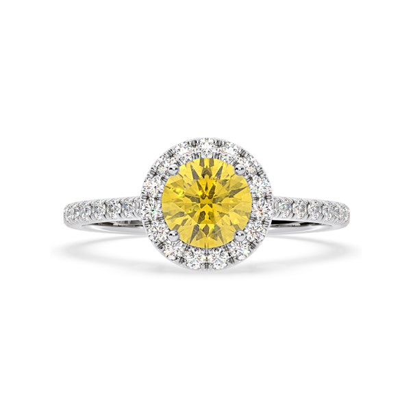 Reina Yellow Lab Diamond 1.80ct Halo Ring in 18K White Gold - Elara Collection - Image 3