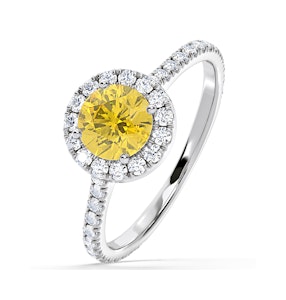 Reina Yellow Lab Diamond 1.80ct Halo Ring in 18K White Gold - Elara Collection