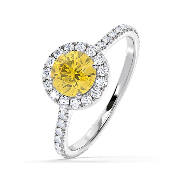 Reina Yellow Lab Diamond 1.80ct Halo Ring in 18K White Gold - Elara Collection - Image 1