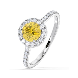 Reina Yellow Lab Diamond 1.80ct Halo Ring in Platinum - Elara Collection