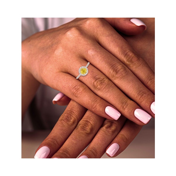 Reina Yellow Lab Diamond 1.80ct Halo Ring in 18K White Gold - Elara Collection - Image 4