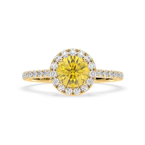 Reina Yellow Lab Diamond 1.80ct Halo Ring in 18K Yellow Gold - Elara Collection - Image 3