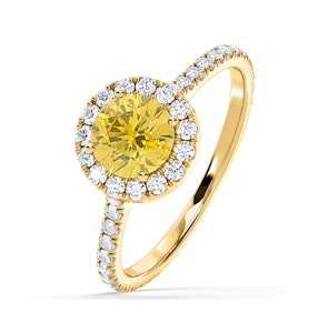 Reina Yellow Lab Diamond 1.80ct Halo Ring in 18K Yellow Gold - Elara Collection