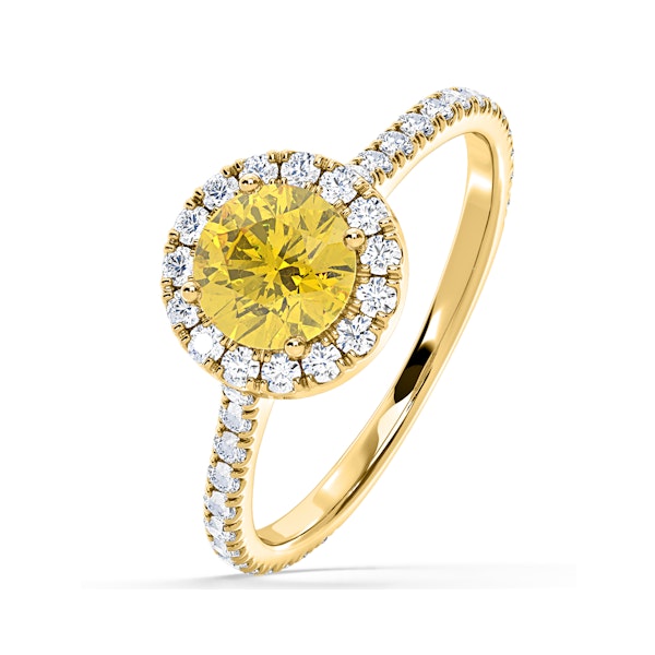 Reina Yellow Lab Diamond 1.80ct Halo Ring in 18K Yellow Gold - Elara Collection - Image 1