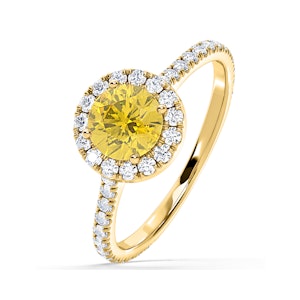 Reina Yellow Lab Diamond 1.80ct Halo Ring in 18K Yellow Gold - Elara Collection