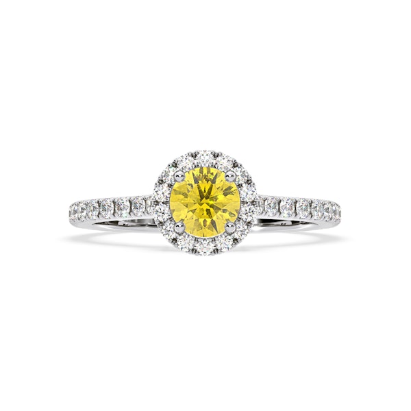 Reina Yellow Lab Diamond 1.10ct Halo Ring in 18K White Gold - Elara Collection - Image 3