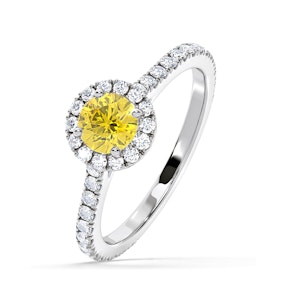 Reina Yellow Lab Diamond 1.10ct Halo Ring in 18K White Gold - Elara Collection
