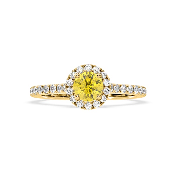 Reina Yellow Lab Diamond 1.10ct Halo Ring in 18K Yellow Gold - Elara Collection - Image 3