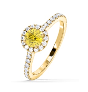 Reina Yellow Lab Diamond 1.10ct Halo Ring in 18K Yellow Gold - Elara Collection