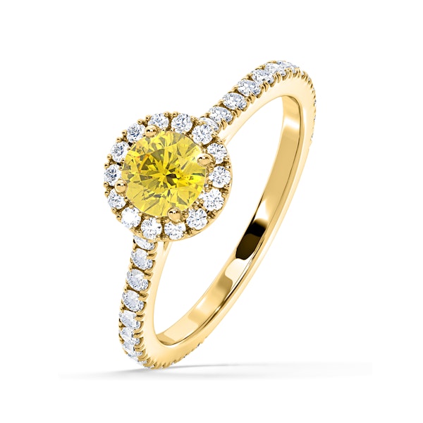 Reina Yellow Lab Diamond 1.10ct Halo Ring in 18K Yellow Gold - Elara Collection - Image 1