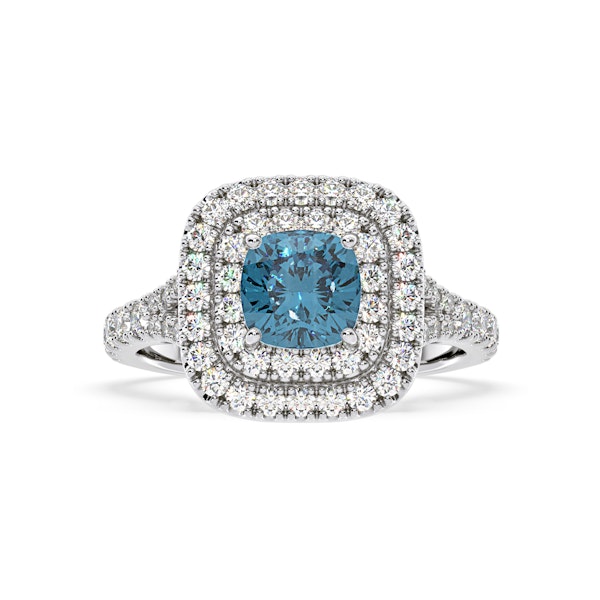 Anastasia Blue Lab Diamond 1.65ct Halo Ring in 18K White Gold - Elara Collection - Image 3