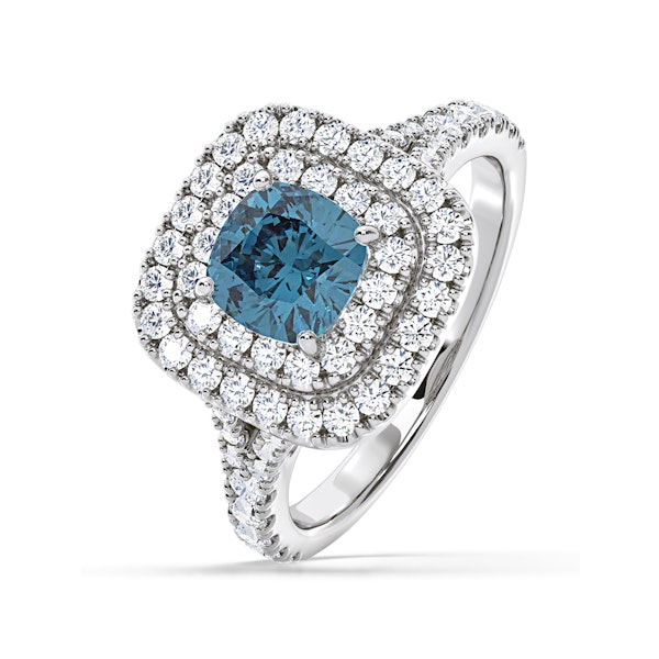 Anastasia Blue Lab Diamond 1.65ct Halo Ring in Platinum - Elara Collection - Image 1