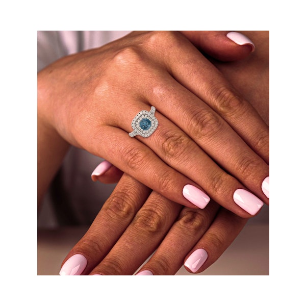 Anastasia Blue Lab Diamond 1.65ct Halo Ring in Platinum - Elara Collection - Image 4
