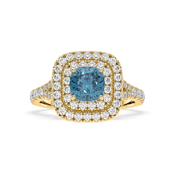 Anastasia Blue Lab Diamond 1.65ct Halo Ring in 18K Yellow Gold - Elara Collection - Image 3