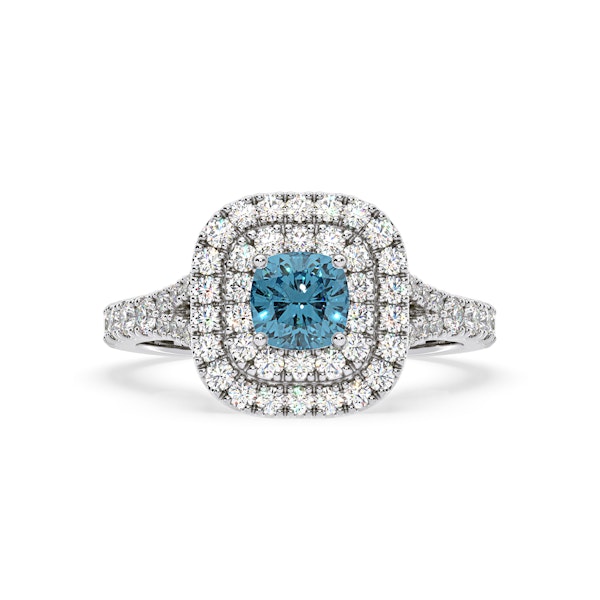 Anastasia Blue Lab Diamond 1.30ct Halo Ring in Platinum - Elara Collection - Image 3