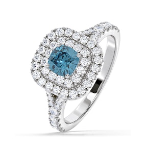 Anastasia Blue Lab Diamond 1.30ct Halo Ring in Platinum - Elara Collection
