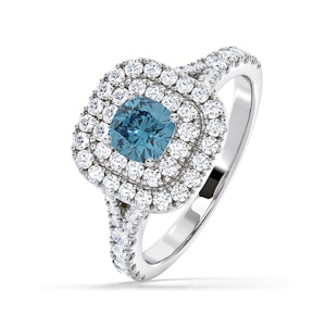 Anastasia Blue Lab Diamond 1.30ct Halo Ring in Platinum - Elara Collection