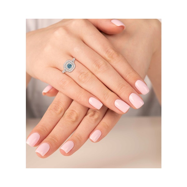 Anastasia Blue Lab Diamond 1.30ct Halo Ring in 18K White Gold - Elara Collection - Image 2