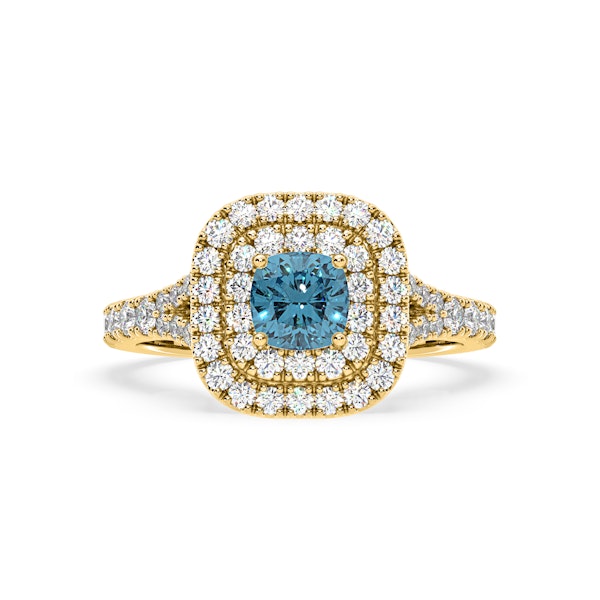 Anastasia Blue Lab Diamond 1.30ct Halo Ring in 18K Yellow Gold - Elara Collection - Image 3