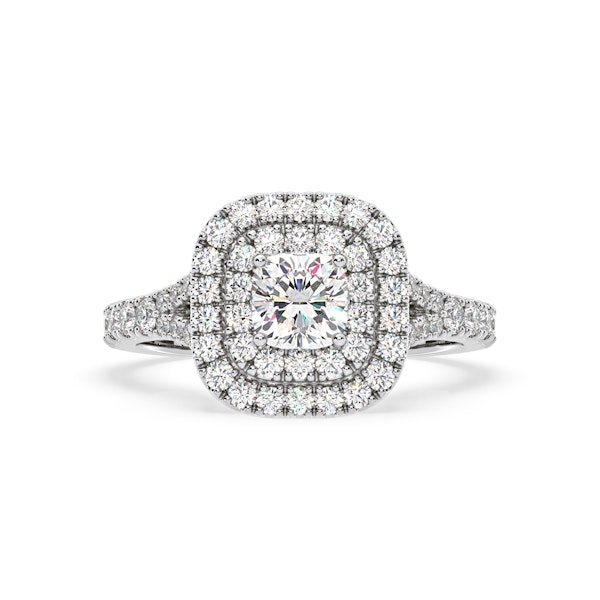Anastasia Diamond Halo Engagement Ring 18K White Gold 1.30ct G/VS1 - Image 3