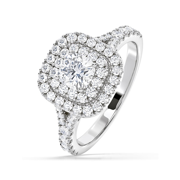 Anastasia Diamond Halo Engagement Ring 18K White Gold 1.30ct G/VS1 - Image 1