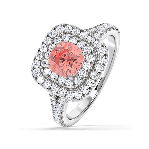 Anastasia Pink Lab Diamond 1.65ct Halo Ring in Platinum - Elara Collection - Image 1