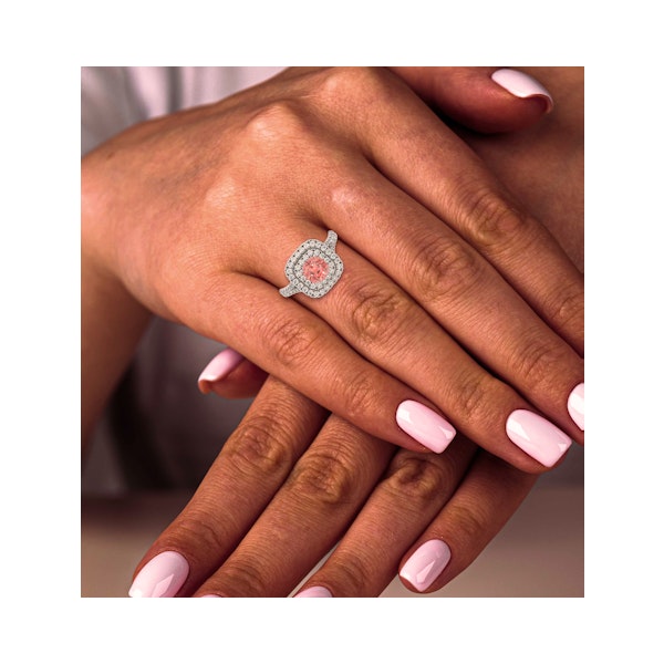 Anastasia Pink Lab Diamond 1.65ct Halo Ring in 18K White Gold - Elara Collection - Image 4