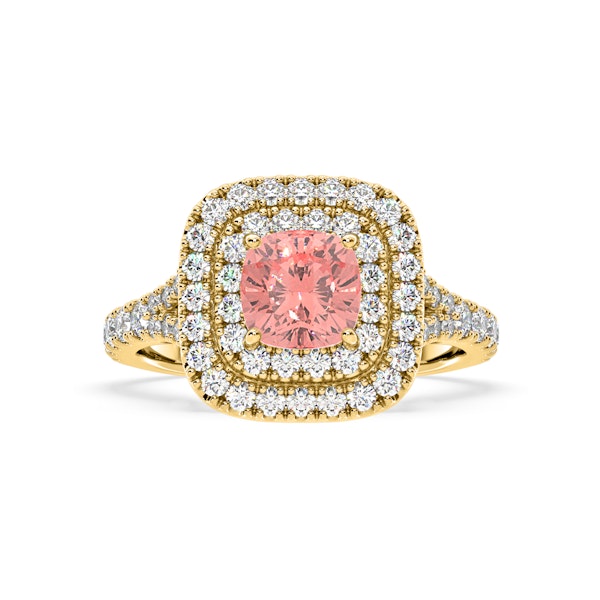 Anastasia Pink Lab Diamond 1.65ct Halo Ring in 18K Yellow Gold - Elara Collection - Image 3