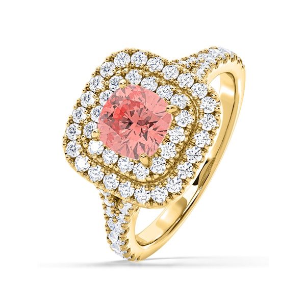 Anastasia Pink Lab Diamond 1.65ct Halo Ring in 18K Yellow Gold - Elara Collection - Image 1