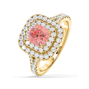 Anastasia Pink Lab Diamond 1.65ct Halo Ring in 18K Yellow Gold - Elara Collection