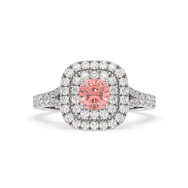 Anastasia Pink Lab Diamond 1.30ct Halo Ring in Platinum - Elara Collection - Image 3