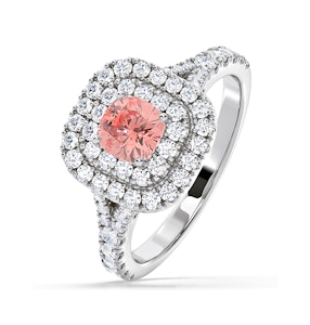 Anastasia Pink Lab Diamond 1.30ct Halo Ring in 18K White Gold - Elara Collection
