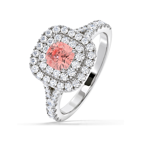 Anastasia Pink Lab Diamond 1.30ct Halo Ring in 18K White Gold - Elara Collection - Image 1