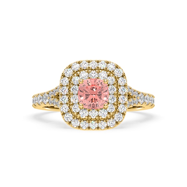 Anastasia Pink Lab Diamond 1.30ct Halo Ring in 18K Yellow Gold - Elara Collection - Image 3