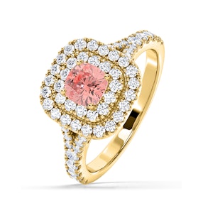 Anastasia Pink Lab Diamond 1.30ct Halo Ring in 18K Yellow Gold - Elara Collection