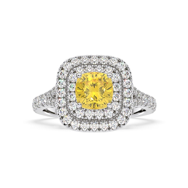Anastasia Yellow Lab Diamond 1.65ct Halo Ring in 18K White Gold - Elara Collection - Image 3