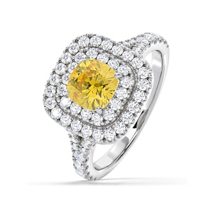 Anastasia Yellow Lab Diamond 1.65ct Halo Ring in 18K White Gold - Elara Collection