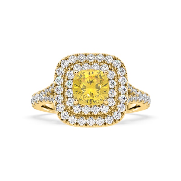 Anastasia Yellow Lab Diamond 1.65ct Halo Ring in 18K Yellow Gold - Elara Collection - Image 3