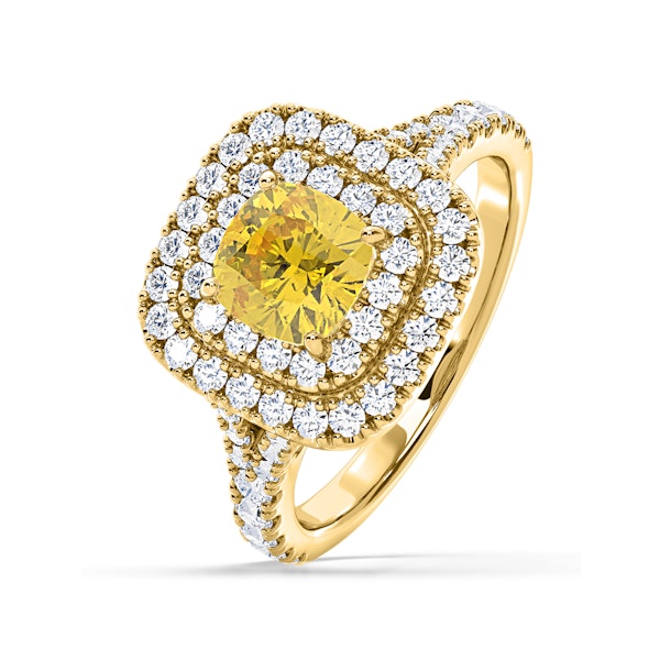 Anastasia Yellow Lab Diamond 1.65ct Halo Ring in 18K Yellow Gold - Elara Collection - Image 1