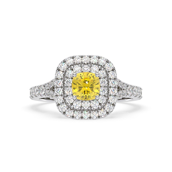 Anastasia Yellow Lab Diamond 1.30ct Halo Ring in 18K White Gold - Elara Collection - Image 3