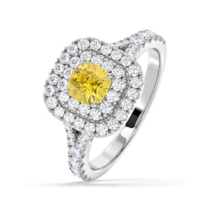 Anastasia Yellow Lab Diamond 1.30ct Halo Ring in Platinum - Elara Collection
