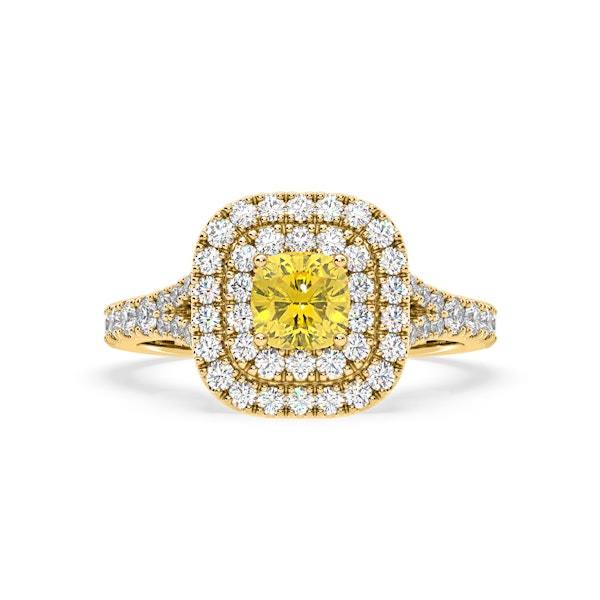 Anastasia Yellow Lab Diamond 1.30ct Halo Ring in 18K Yellow Gold - Elara Collection - Image 3