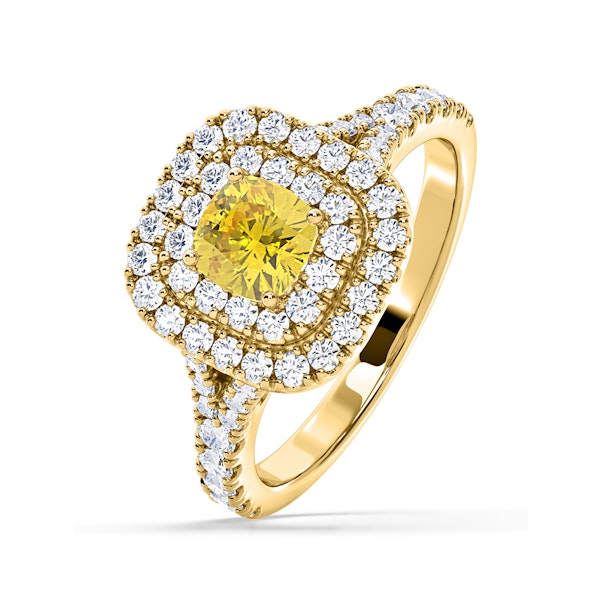 Anastasia Yellow Lab Diamond 1.30ct Halo Ring in 18K Yellow Gold - Elara Collection - Image 1