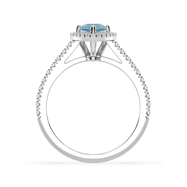 Diana Blue Lab Diamond Pear Halo Ring 1.60ct in 18K White Gold - Elara Collection - Image 5