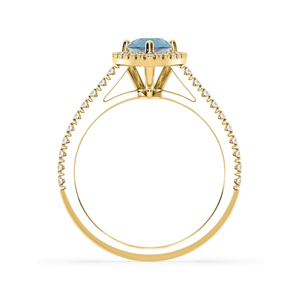 Diana Blue Lab Diamond Pear Halo Ring 1.60ct in 18K Yellow Gold - Elara Collection - Image 5