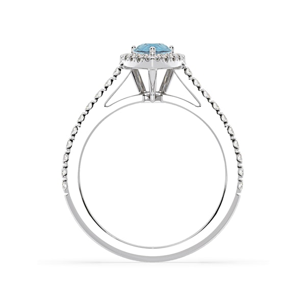 Diana Blue Lab Diamond Pear Halo Ring 1.00ct in 18K White Gold - Elara Collection - Image 5