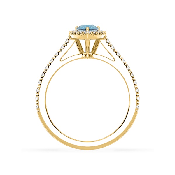 Diana Blue Lab Diamond Pear Halo Ring 1.00ct in 18K Yellow Gold - Elara Collection - Image 5