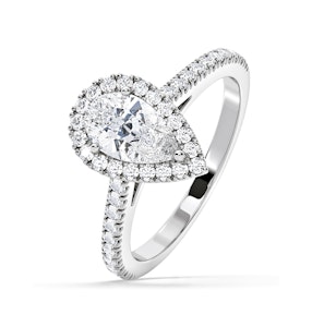 Diana GIA Diamond Pear Halo Engagement Ring Platinum 1.60ct G/SI1