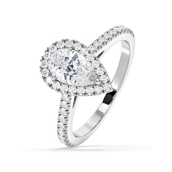 Diana Lab Diamond Pear Halo Engagement Ring Platinum 1.60ct F/VS1 - Image 1