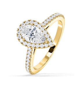 Diana GIA Diamond Pear Halo Engagement Ring in 18K Gold 1.60ct G/SI2